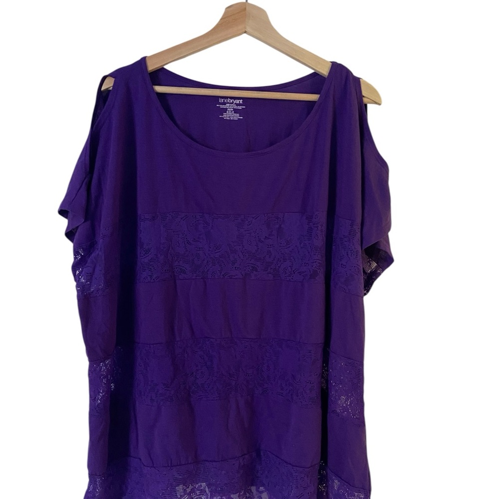 Lane Bryant Deep Purple Blouse with Lace Accents